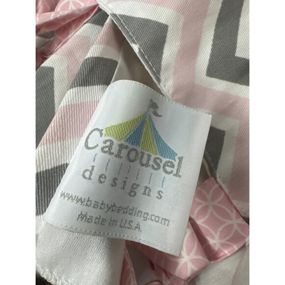 Carousel Designs Nursery Curtain Gray Pink Made in USA Rod Pocket Panel set of t - Picture 4 of 9